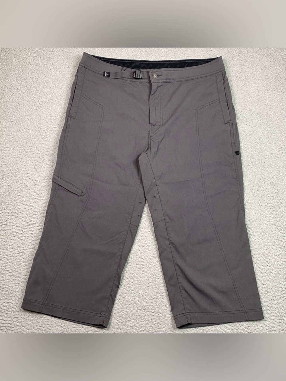 Prana Zion Capri Pants Men's Size XL Gray Stretch Outdoor Hiking Belted